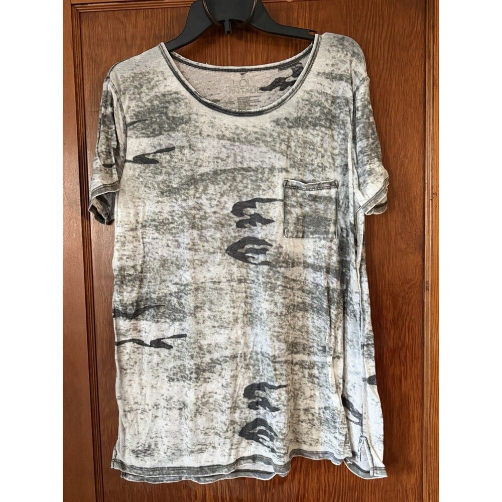 LOL Vintage T-Shirt Women XL Gray Camouflage Pocket Light Thin